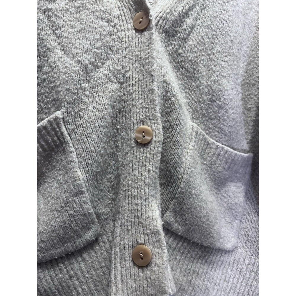 Abercrombie & Fitch V Neck Oversized Slouchy Button Up Cardigan Womens L Beige - Picture 4 of 7